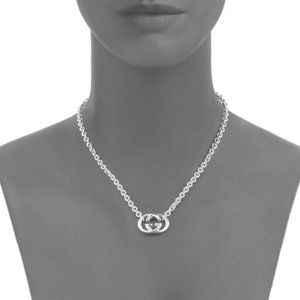 GUCCI Sterling Silver Logo Chain Necklace